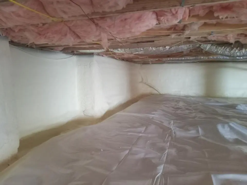 Crawl space encapsulation with closed-cell spray foam for Attic Insulation in Sturbridge